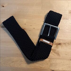 Lauren Ralph Lauren Black Woven Belt Silver Buckle 2” wide 45” long